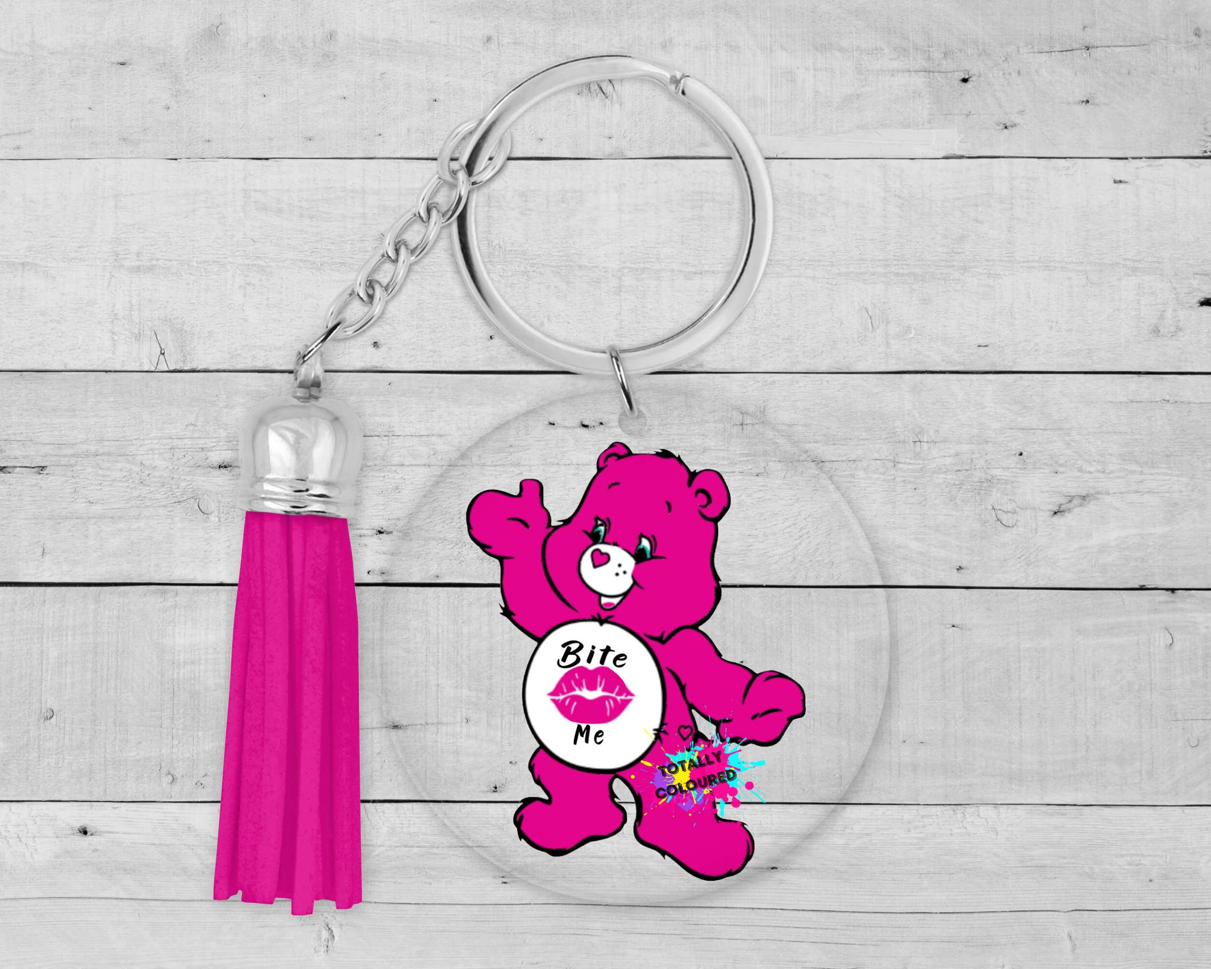 Swear Key Rings Swear Bear Bite Me key ring decal | Totally Coloured