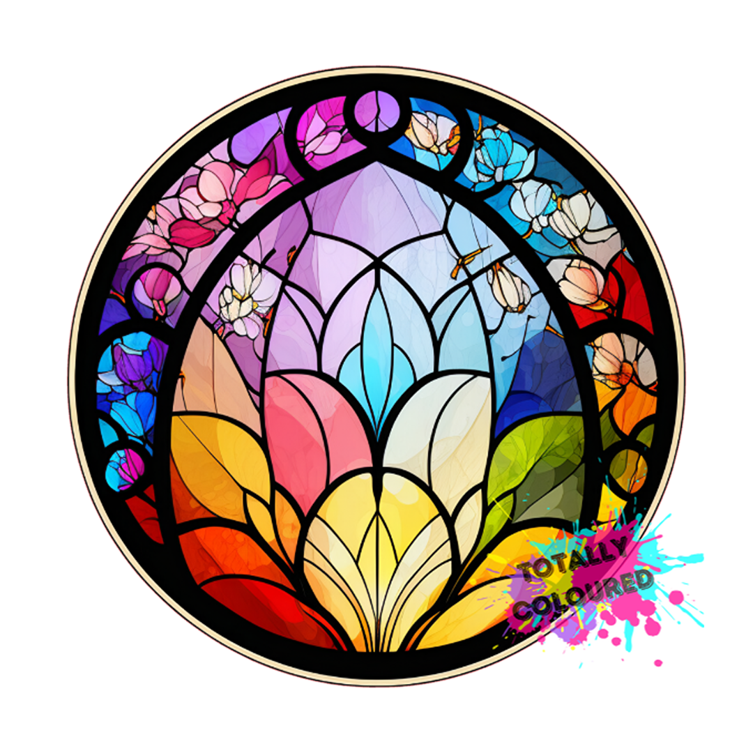Holographic Stained Glass window decal Totally Coloured