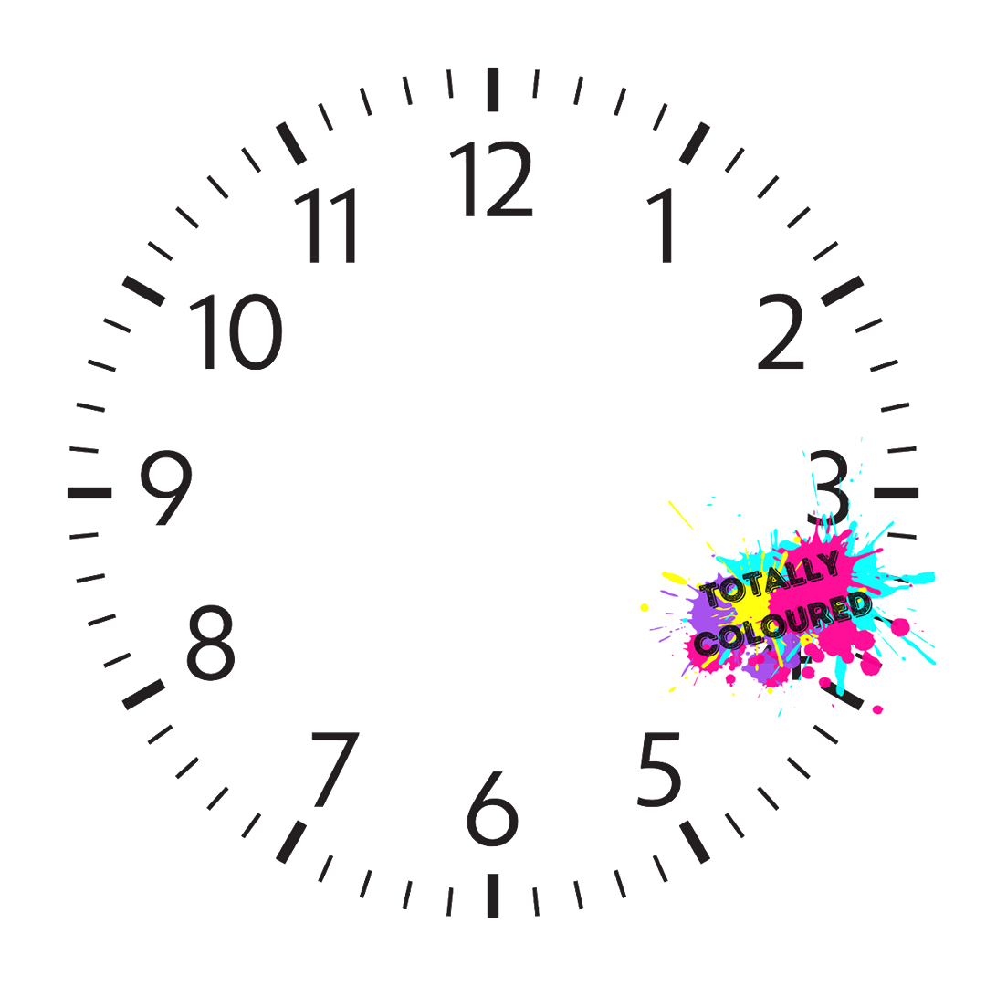 Clock face number overlay 1 totally coloured