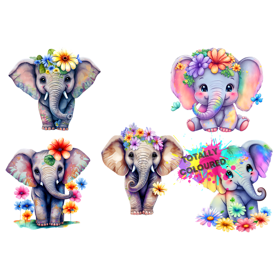 Baby elephants sticky sheet | Totally Coloured